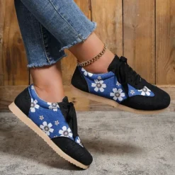 Frauen Wohnungen Blumen Turnschuhe Damen Atmungsaktiv Draussen Schnuren