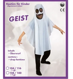 FRIES Geist Spucky Kinder Umhang Haube Halloween Gespenst 104-140