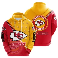 Fußball Herren 3D Sweatshirt Kansas City Chiefs Hoodie Kapuzenpullover Gelb-Rot
