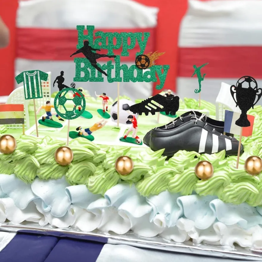 Fußball Tortendeko Set 28-teilig Kuchen Topper Geburtstag Party Kinder DIY