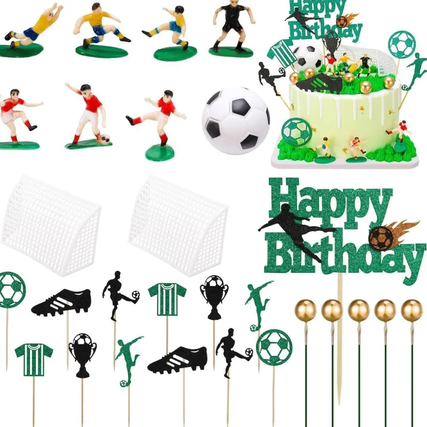 Fußball Tortendeko Set 28-teilig Kuchen Topper Geburtstag Party Kinder DIY
