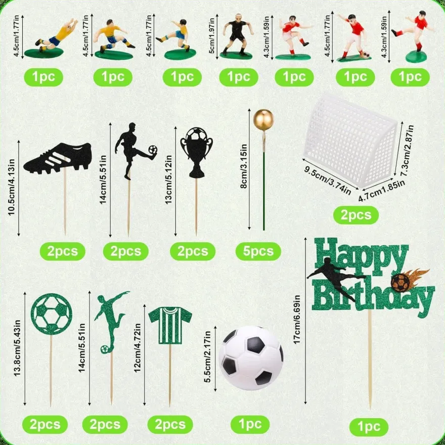 Fußball Tortendeko Set 28-teilig Kuchen Topper Geburtstag Party Kinder DIY