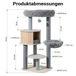 Fudajo Urban Studio 122cm Kratzbaum Katzenbaum Katzenkratzbaum Kletterbaum