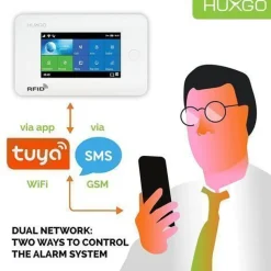 Funk Alarmanlage mit 12 Bewegungssensor und Funksirene HUXGO HXA006 WLAN + GSM 2G