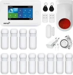 Funk Alarmanlage mit 12 Bewegungssensor und Funksirene HUXGO HXA006 WLAN + GSM 2G