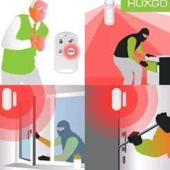Funk Alarmanlage mit 12 Bewegungssensor und Funksirene HUXGO HXA006 WLAN + GSM 2G