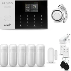 Funk Alarmanlage Set HXA005 2G mit Sirene, 5x Bewegungsmelder, 1x Tür- Fenstersensor