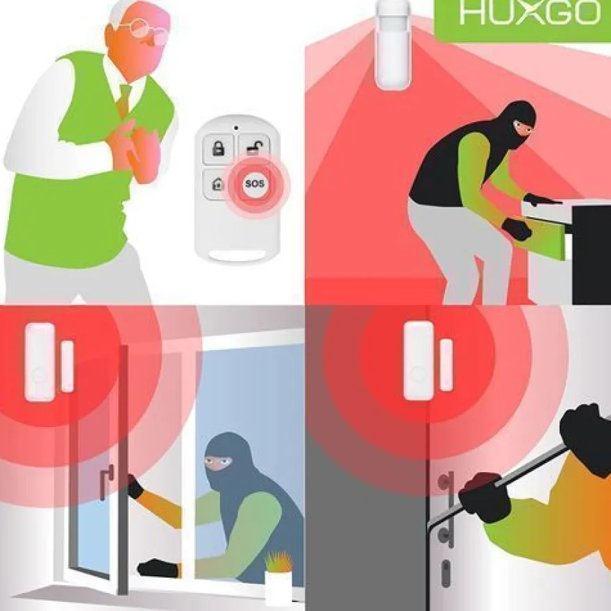 Funk Alarmanlage Set HXA003 WiFi + GSM mit Alarm | Alarm System mit 9x Türsensoren