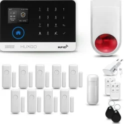 Funk Alarmanlage Set HXA003 WiFi + GSM mit Alarm | Alarm System mit 9x Türsensoren