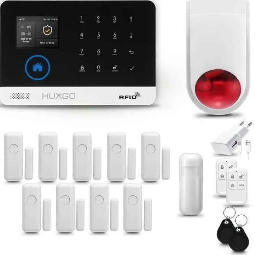 Funk Alarmanlage Set HXA003 WiFi + GSM mit Alarm | Alarm System mit 9x Türsensoren