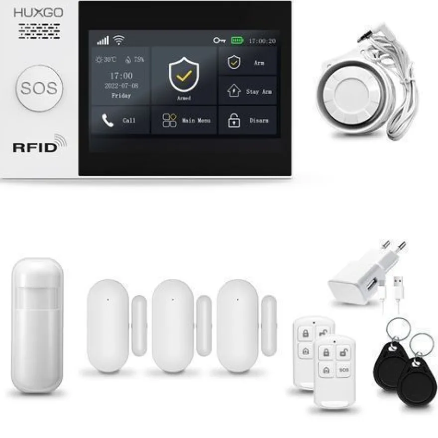 Funk Alarm System mit Sirene, 3x Tür- Fenstersensor HXA007 2G, Smart Home Security