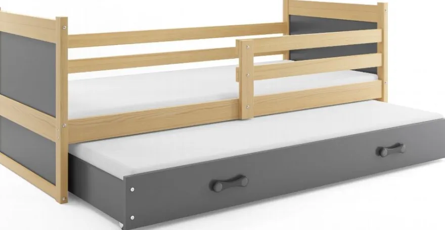 Funktionsbett RICO 190x80cm KIEFER + 2. Farbe mit Lattenroste und Matratzen