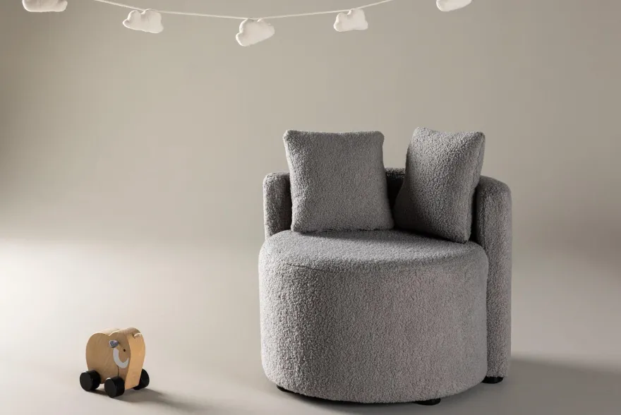 Furnlux Kids Room Sofa Kelso Grey & Black 59cm
