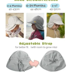 Furtalk Baby Sonnenhut mit Nackenklappe, Kleinkind Kinder UPF 50+ UV-Schutz