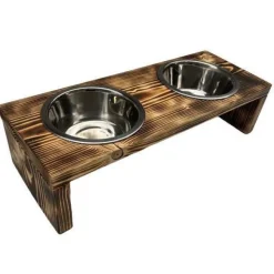 Futterstation Doppelnapf Holz Ständer Hundenapf Katzennapf Hundebar Pet 12,5cm 10189