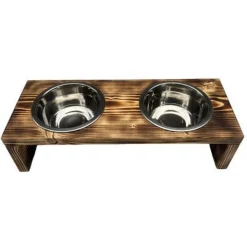 Futterstation Doppelnapf Holz Ständer Hundenapf Katzennapf Hundebar Pet 12,5cm 10189