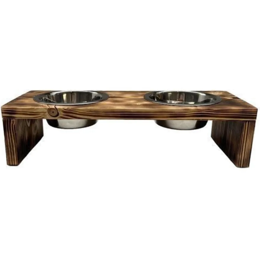 Futterstation Doppelnapf Holz Ständer Hundenapf Katzennapf Hundebar Pet 12,5cm 10189