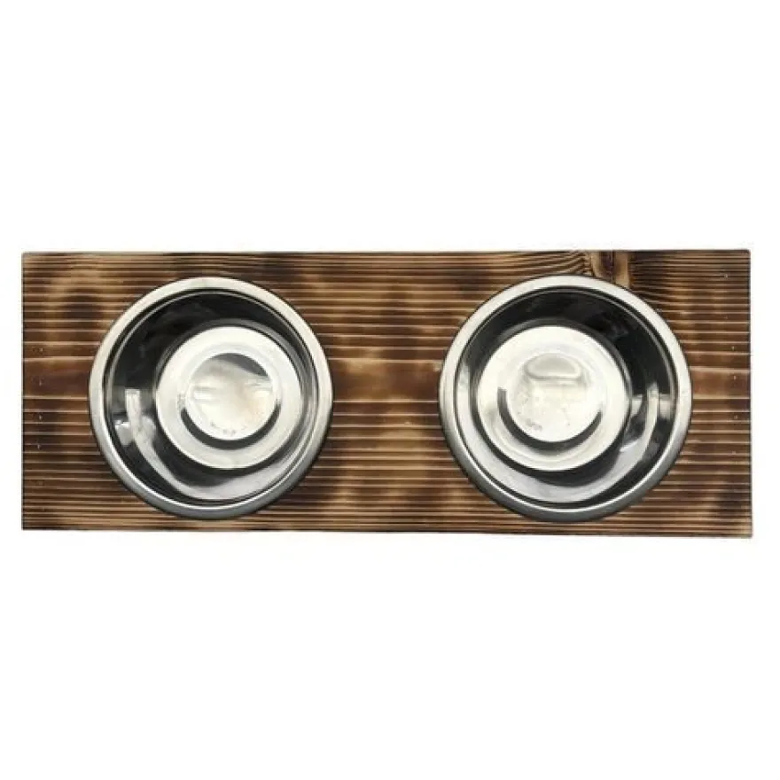 Futterstation Doppelnapf Holz Ständer Hundenapf Katzennapf Hundebar Pet 12,5cm 10189