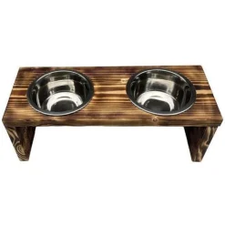 Futterstation Doppelnapf Holz Ständer Hundenapf Katzennapf Hundebar Pet 12,5cm 10189