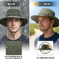 FYting Sonnenhut Herren, Fischerhut Damen, Wanderhut mit Winddichtem Seil