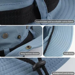 FYting Sonnenhut Herren, Fischerhut Damen, Wanderhut mit Winddichtem Seil