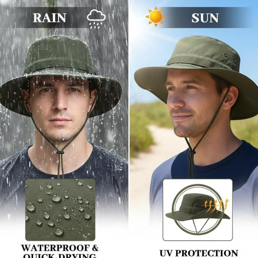 FYting Sonnenhut Herren Fischerhut Anglerhut Damen, Winddichtes Seil, Faltbar