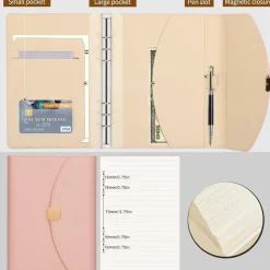 FYY A5 Ringbinder Notizbuch 6-Ring rosa