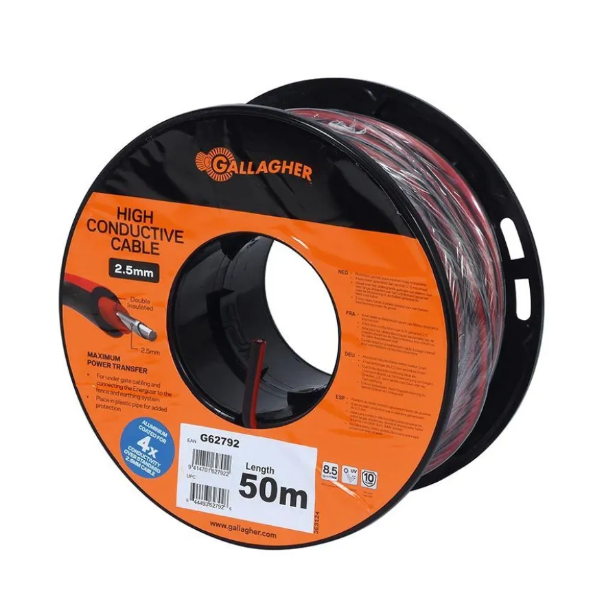 Gallagher Erd- und Zuleitungskabel XL Rot 2,5mm 50m