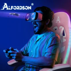 Gaming Stuhl Massage RGB LED Bürostuhl Ergonomisch mit Kopfstütze Lendenkissen