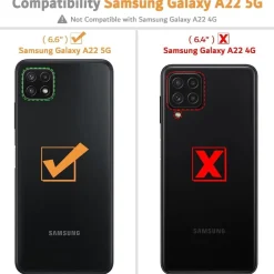 Ganbary Flipcase für Galaxy A22 5G, Violett in Lederoptik