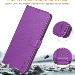 Ganbary Flipcase für Galaxy A22 5G, Violett in Lederoptik