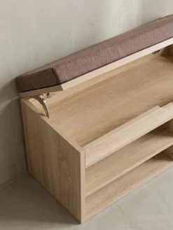 Garderobenbank Basilicata Stoffbezug gepolstert mit Stauraum 104x51x32 cm