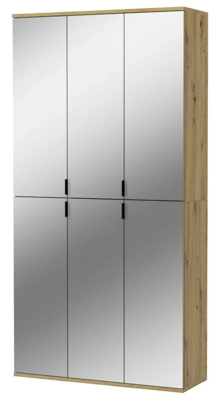 Garderobenschrank Schuhschrank Eiche mit Spiegel 6 Türen Mehrzweckschrank Line-Up