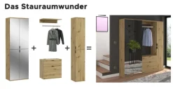 Garderobenschrank Schuhschrank Eiche mit Spiegel 6 Türen Mehrzweckschrank Line-Up