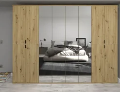 Garderobenschrank Schuhschrank Eiche mit Spiegel 6 Türen Mehrzweckschrank Line-Up