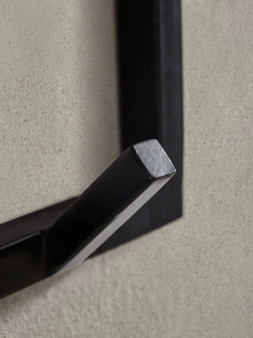 Garderobe Wand Holz und Metall mit Hakenleiste und Ablagefläche 70 cm breit
