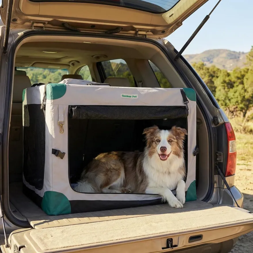 Gardner Pet faltbare Hundetransportbox L (66x48x48cm) - Grau, bis 15 kg, inkl
