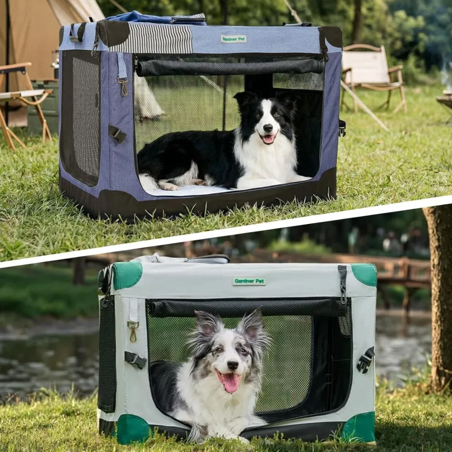 Gardner Pet faltbare Hundetransportbox L (66x48x48cm) - Grau, bis 15 kg, inkl