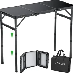 Garllen Campingtisch klappbar, 87x40cm, 3 einstellbare Höhen (26/48/70cm)