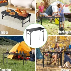 Garllen Campingtisch klappbar, 87x40cm, 3 einstellbare Höhen (26/48/70cm)