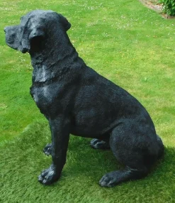 Gartenfigur Hund Labrador 52cm sitzend schwarz 2274 Garten lebensecht Figur