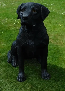 Gartenfigur Hund Labrador 52cm sitzend schwarz 2274 Garten lebensecht Figur