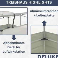 Garten Gew?chshaus klein LINA grau Stahl HxBxT 85x100x100cm Treibhaus Tomatenhaus