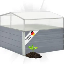 Garten Gew?chshaus klein LINA grau Stahl HxBxT 85x100x100cm Treibhaus Tomatenhaus