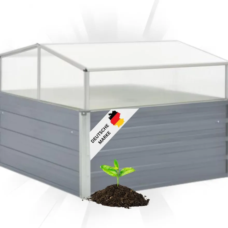 Garten Gew?chshaus klein LINA grau Stahl HxBxT 85x100x100cm Treibhaus Tomatenhaus