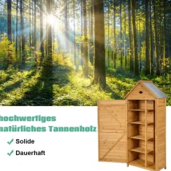 Gartenschrank Holz, Gerätehaus, Geräteschuppen Werkzeugschrank Garten, 177x80x45cm