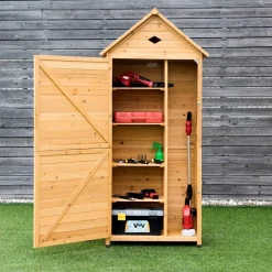 Gartenschrank Holz, Gerätehaus, Geräteschuppen Werkzeugschrank Garten, 177x80x45cm
