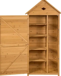 Gartenschrank Holz, Gerätehaus, Geräteschuppen Werkzeugschrank Garten, 177x80x45cm