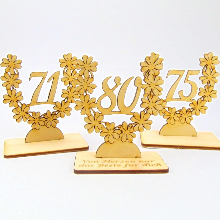 Geburtstagsgeschenk 70 71 72 73 74 75 76 77 78 79 80 Personalisiert Tischdeko Holz