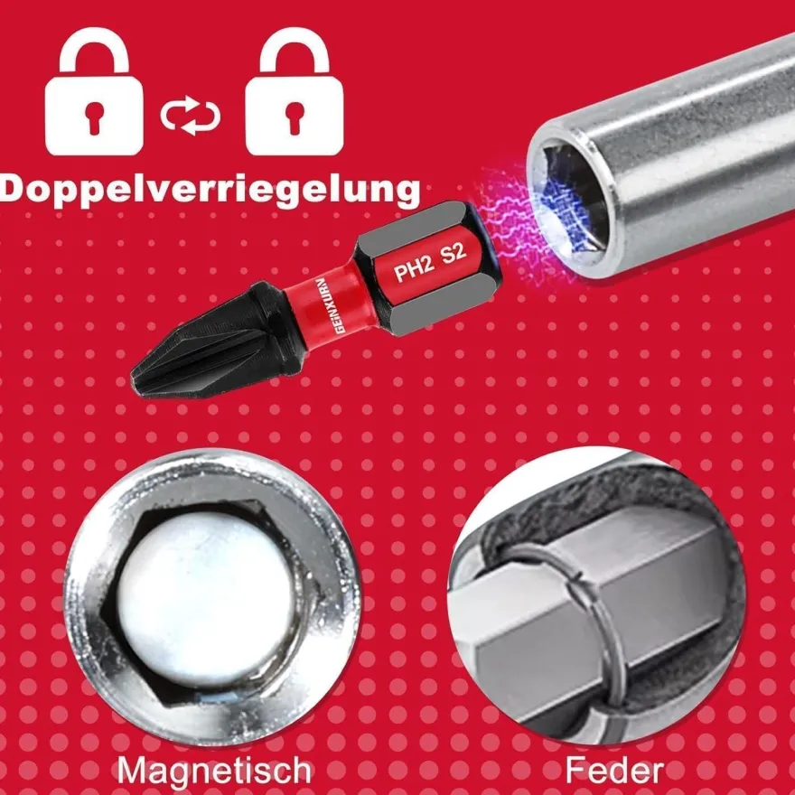 Geinxurn Magnetischer Bithalter Verlängerung 100mm Edelstahl 1/4